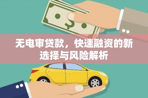 九原无电审贷款，快速融资的新选择与风险解析