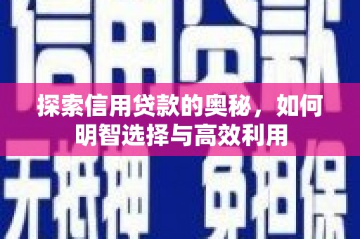 武汉探索信用贷款的奥秘，如何明智选择与高效利用